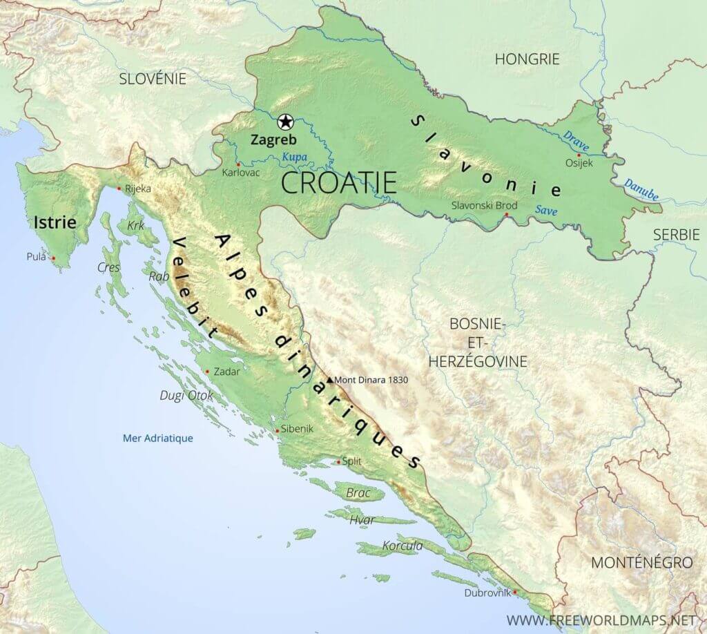 Carte de Croatie